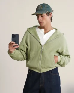 Sudadera con Cremallera Global Soon Waffle Verde