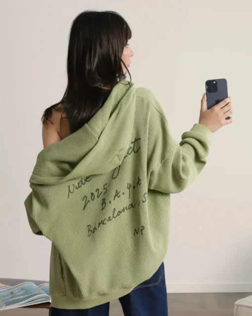 Sudadera con Cremallera Global Soon Waffle Verde