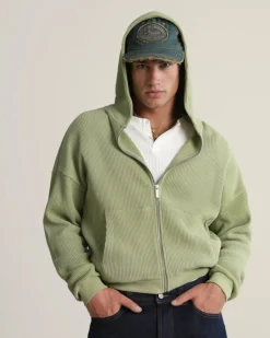 Sudadera con Cremallera Global Soon Waffle Verde