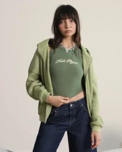 Sudadera con Cremallera Global Soon Waffle Verde