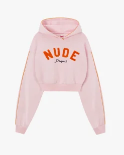 Sudadera Cropped Varsity Rosa