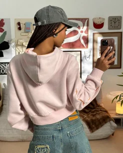 Sudadera Cropped Varsity Rosa