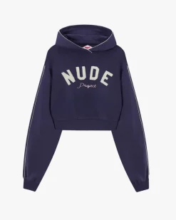 Sudadera Cropped Varsity Azul Marino