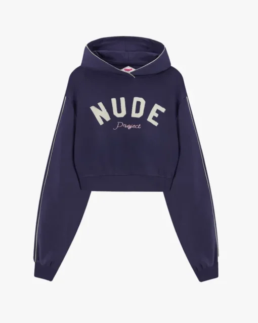Sudadera Cropped Varsity Azul Marino