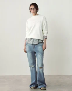 Sudadera Sin Capucha Blanco Crema