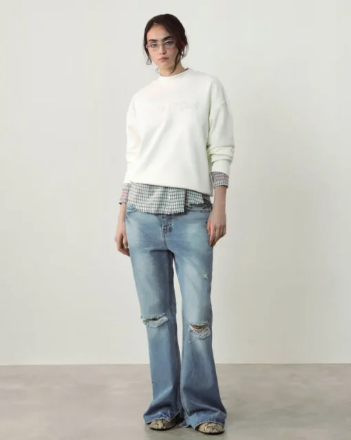 Sudadera Sin Capucha Blanco Crema
