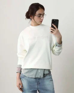 Sudadera Sin Capucha Blanco Crema