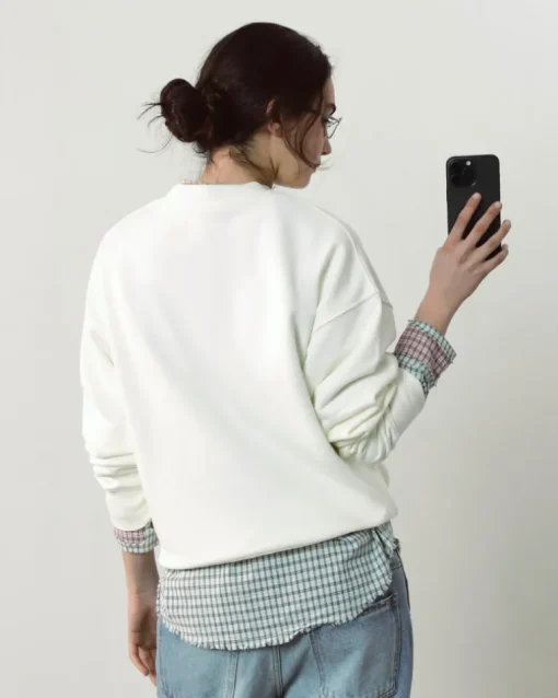 Sudadera Sin Capucha Blanco Crema
